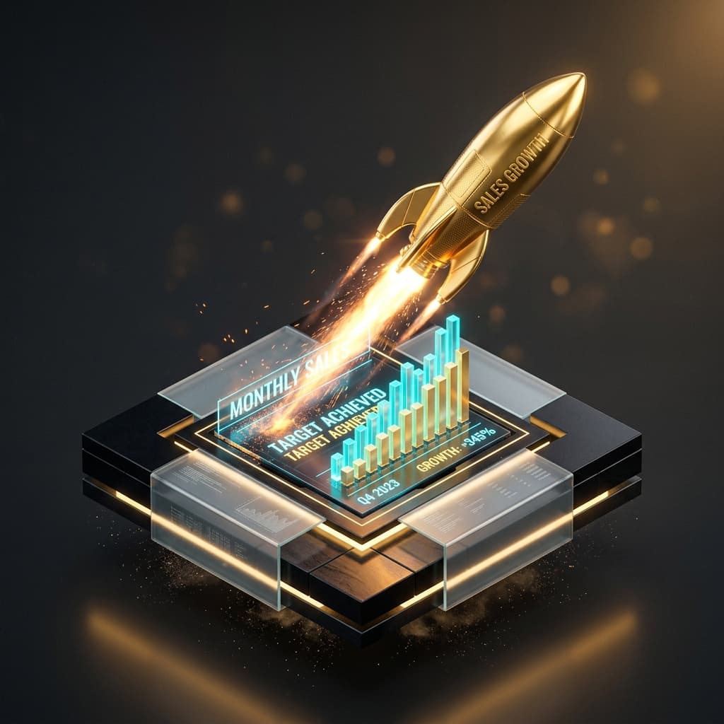 3D sales rocket product render